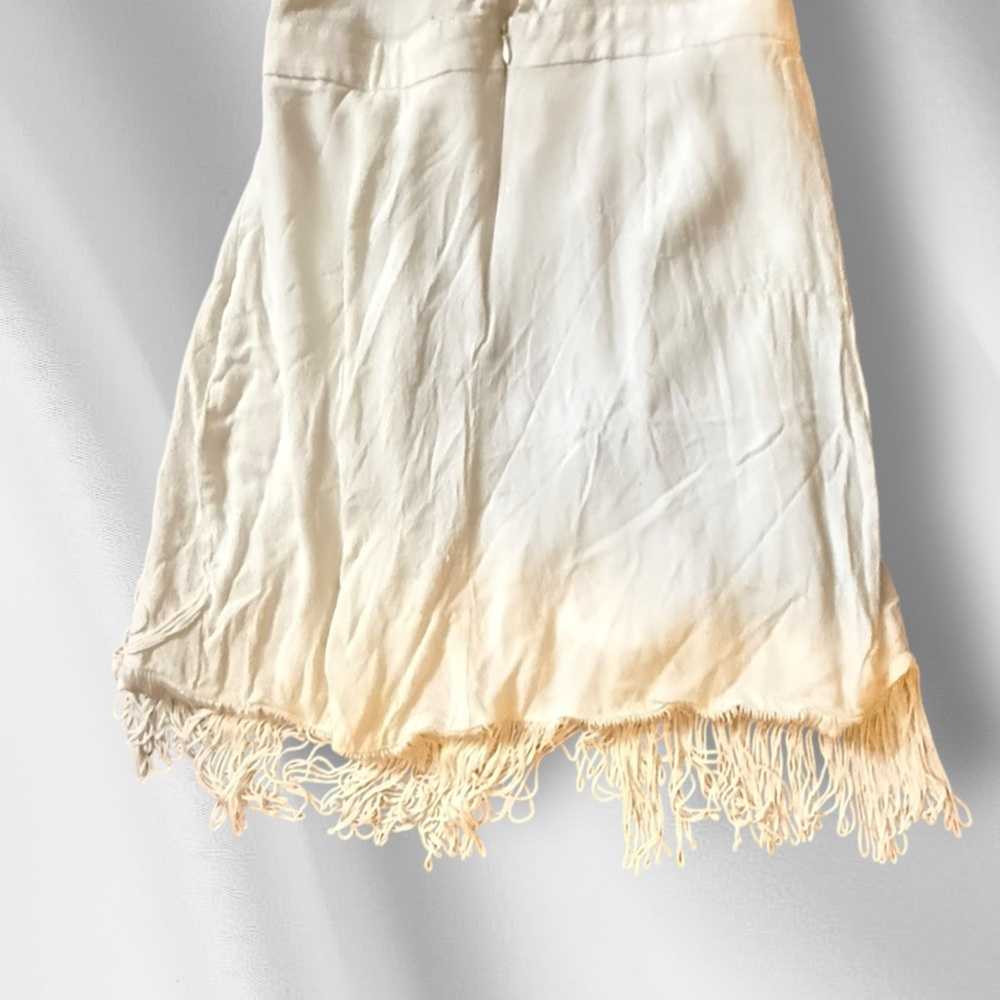 Lovers & Friends Elegant Wrap Cream Mini Dress with Fringe - Picture 5 of 6